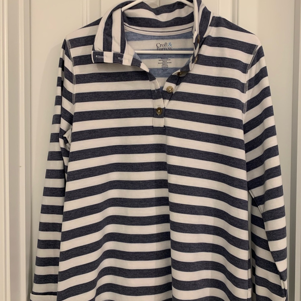 Striped Navy and White Long Sleeve Shirt